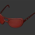 Elegant Jewelry Accessory With Red White Polka Dot Design Black Lenses And Gray Frame 3d model
