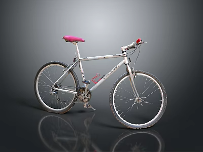 Silver Mountain Bike With Pink Seat And Modern Lightweight Frame Design 3d model
