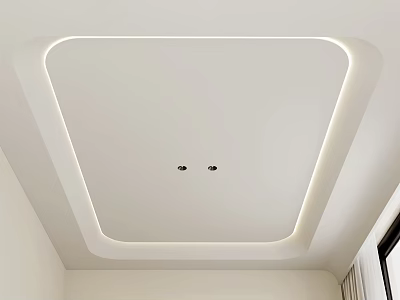 Modern White Ceiling Design With LED Strip Lighting And Recessed Spotlights 3d model
