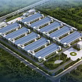 Large Industrial Factory With Neatly Arranged Solar Panel Roofs Green Surroundings And Supporting Facilities