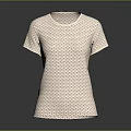 Light Pink Short Sleeve T shirt with Round Neck and Geometric Pattern Design