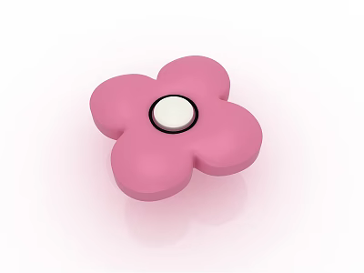 Pink Flower Shaped Decorative Handle For Cabinets With Silver Round Center 3d model Pink Flower Shaped Decorative Handle For Cabinets With Silver Round Center 3d model