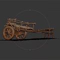 Traditional Handcrafted Wooden Cart Model With Wheels Frame And Small Stool