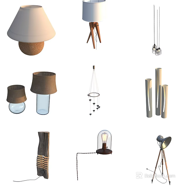 Unique Shaped Pendant Lights Modern Abstract Design For Home Interior Decoration 3d model