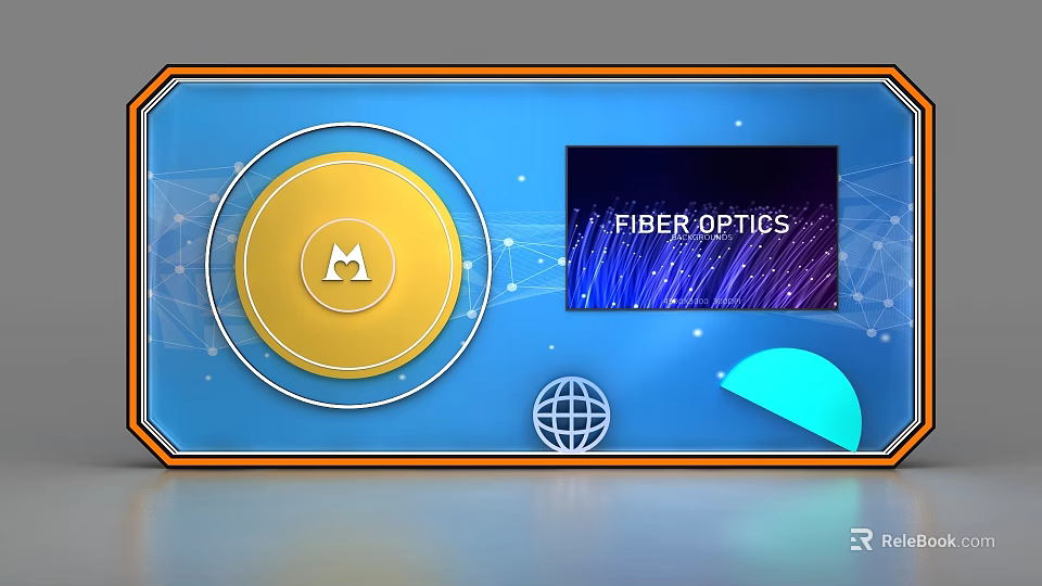 Fiber Optics Commercial Equipment With Display Screen Globe Icon And Network Lines 3d model 
