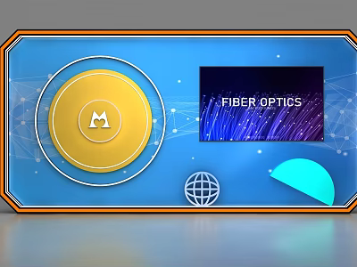 Fiber Optics Commercial Equipment With Display Screen Globe Icon And Network Lines 3d model