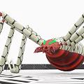 3D Model Reptile On Spider Web With Geometric Pattern Red Spots And White Lines