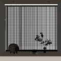 White Vertical Blinds Bright Room Window Sill With Plush Toy Books Cup And Green Plant