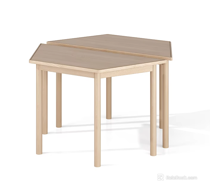 Foldable Light Wood Dining Table With Simple Design And Hexagonal Tabletop 3d model