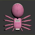 Pink Spider Shaped Robot With Multiple Legs And Shiny Surface