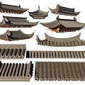 Chinese-style roof eaves eaves ridge 3d model