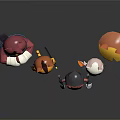 Colorful Cartoon Animal Character Figurines Featuring Unique Costumes And Accessories On Dark Reflective Background