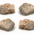 Natural Stones With Various Shapes And Textures On White Background