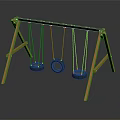 Outdoor Playground Swing Set With Wooden Frame And Three Tire Swings