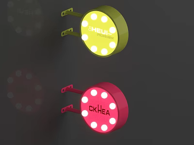 Road Facilities Featuring Round Yellow And Pink Traffic Indicators With Text Labels 3d model