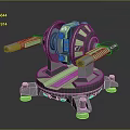 Green And Black Precision Mechanical Device With Rotating Parts And Stable Base