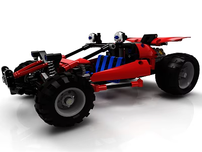Red Electric Toy Off-Road Vehicle With Large Wheels And Blue Accents 3d model
