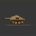 Detailed Sandy Brown Military Tank Model With Antenna Cannon Tracks And Storage Box