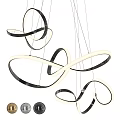 Modern Contemporary Gold And White Curved Chandelier With Unique Circular Design For Interior Decoration