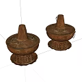 Two Traditional Copper Kitchen Cookware Pieces With Lid Handles And Carved Bases