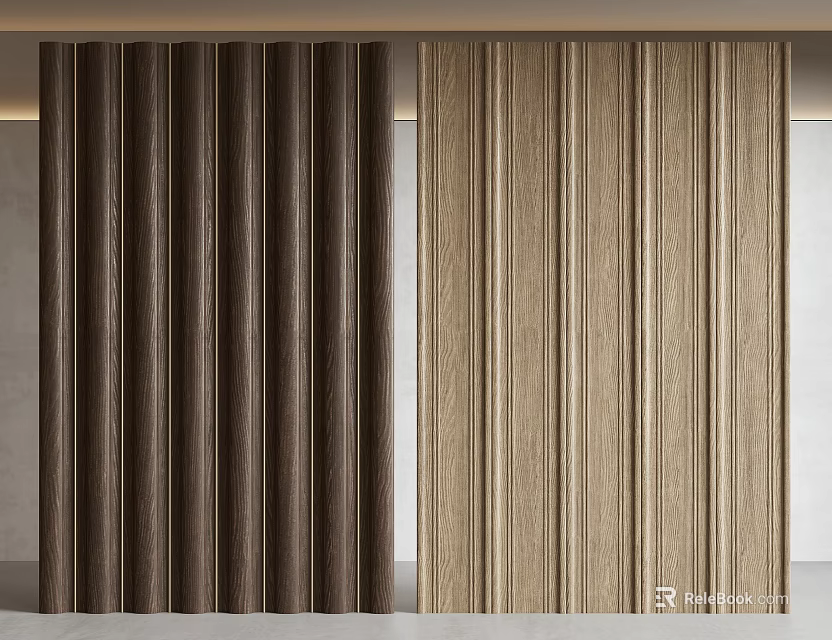 Wooden Wall Panels with Dark Brown and Light Beige Wood Grain for Interior Design 3d model 