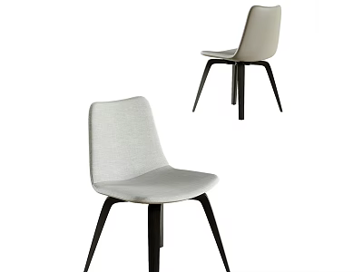 Modern Stylish Dining Chairs With Light Gray Fabric Seats And Black Legs 3d model