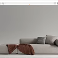 Light Gray Modern Sectional Sofa with Pillows and Brown Throw Blanket 3d model
