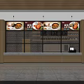 Modern Restaurant Interior With Order Counter Menu Display Screens And Brick Wall Decor