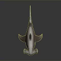 3D Rendered Pink And White Hammerhead Shark On Dark Background With Reflection Effect