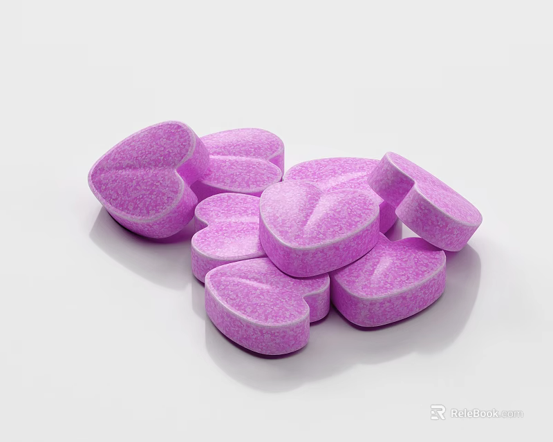 Purple Heart Shaped Candy Treats With Vibrant Color And Smooth Surface 3d model 
