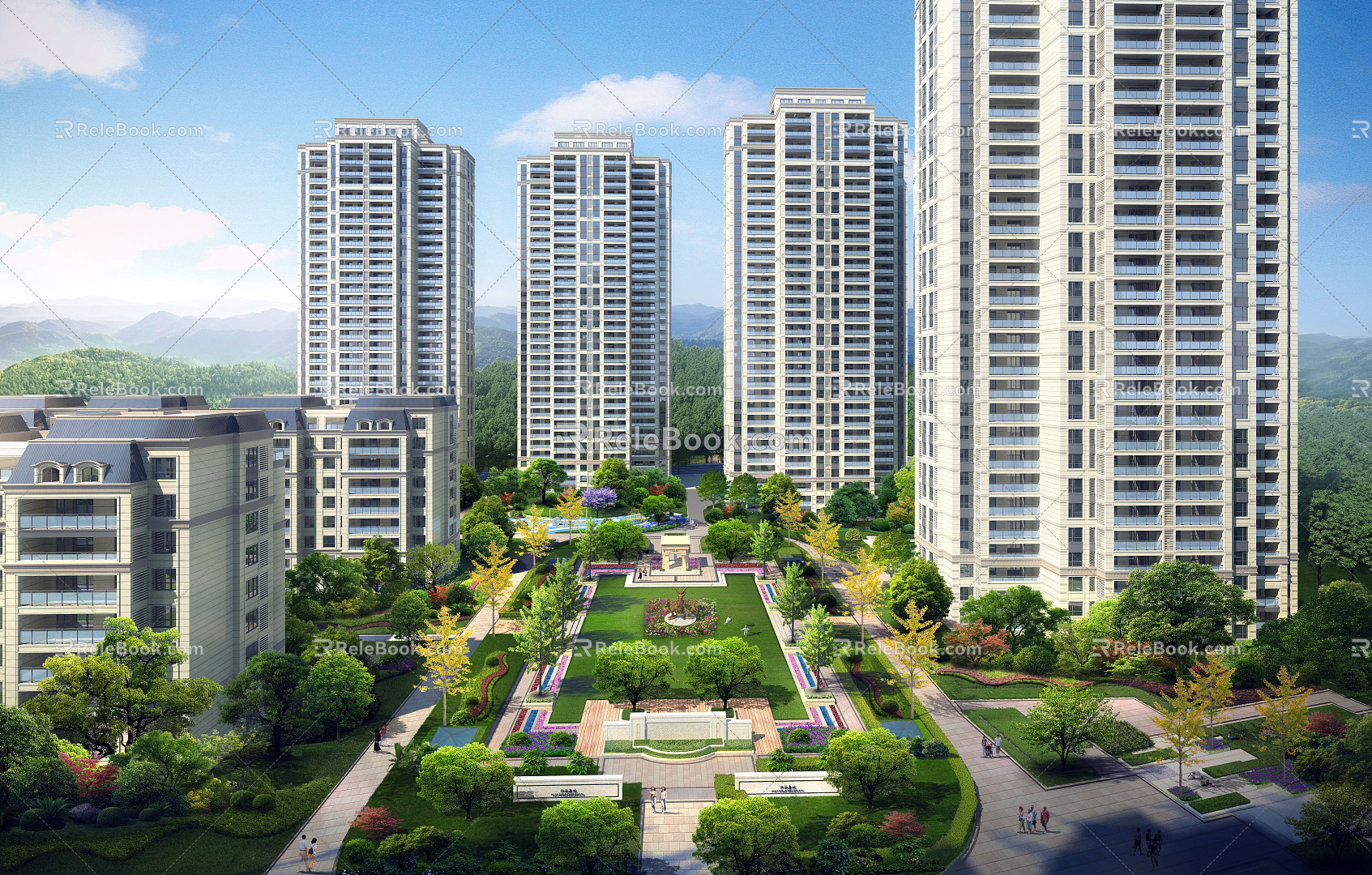 Classical Community Landscape of Jianou Residential Area 3d model