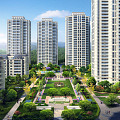 Classical Community Landscape of Jianou Residential Area 3d model