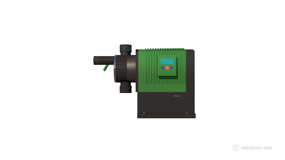 Industrial Equipment With Green Control Panel Black Main Body And Pipeline Connection 3d model 