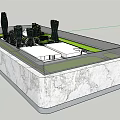 Modern Commercial Equipment Architectural Model With Green Space And Marble Base