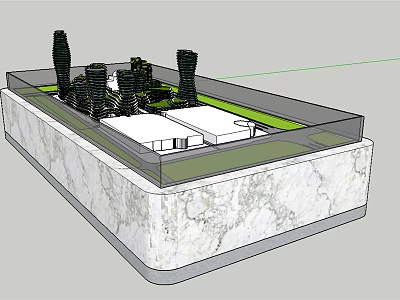 Modern Commercial Equipment Architectural Model With Green Space And Marble Base 3d model