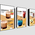 Colorful Beverage Promotion Posters With Various Drinks And Price Tags Displayed
