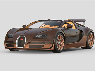 Brown Copper Carbon Fiber Sports Car Featuring Orange Interior And Copper Wheels 3d model