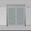 White Window Shutters With Double Glass Paned Window And White Wall 3d model