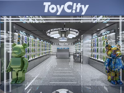 ToyCity Toy Store Interior With Shelves Full Of Toys And Large Decorative Figures 3d model