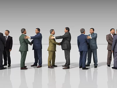 Two Men Shaking Hands In Formal Suits During Professional Gathering 3d model