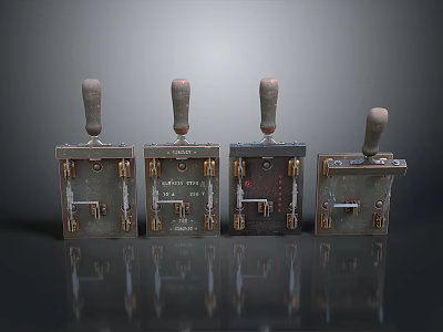 Vintage Metal Household Tools With Wooden Handles And Rustic Design Set of Four 3d model