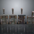Vintage Metal Household Tools With Wooden Handles And Rustic Design Set of Four