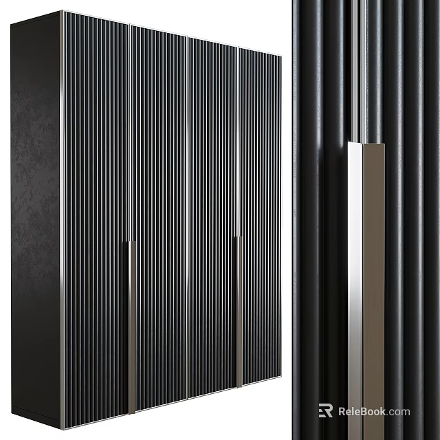 Modern Wardrobe Interior Design With Vertical Lines And Sleek Cabinet Doors 3d model 