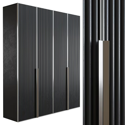 Modern Wardrobe Interior Design With Vertical Lines And Sleek Cabinet Doors 3d model