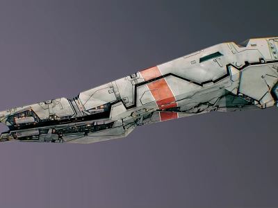 Futuristic Sci Fi Spaceship With Red Stripes And Intricate Mechanical Details 3d model