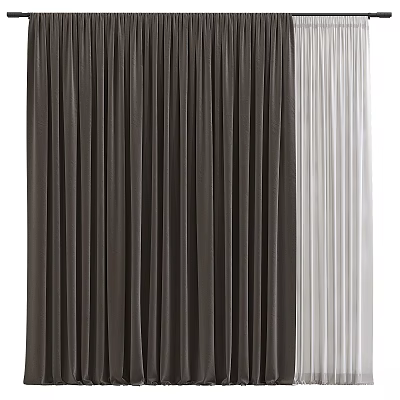 Two Tone Dark and Light Curtains with Elegant Soft Drapes for Modern Home 3d model