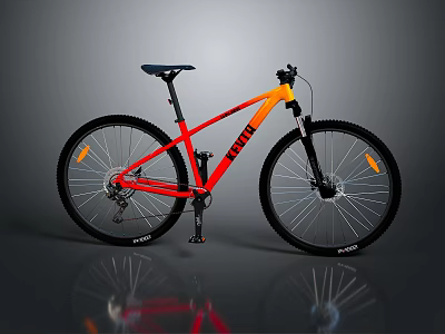 KULL Red And Orange Mountain Bike With Black Wheels And Seat 3d model