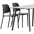 Modern Dining Table Set With Black White Chairs And Sleek Design For Home Dining 3d model