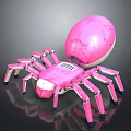 Pink Spider Shaped Robot With Multiple Legs And Shiny Surface