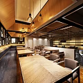 Cozy Dessert Shop Interior With Wooden Structure Green Plant Wall And Bread Display Cases
